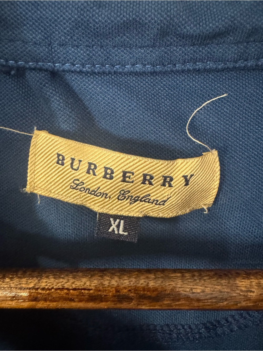 Burberry London England Men’s XL Nova Check Plaid Polo Shirt Navy Blue - Picture 4 of 9